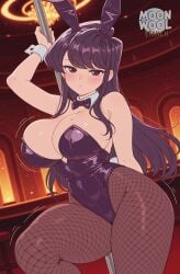 ai_generated ai_assisted breasts uncensored thick_thighs thighs thick_ass curvy curvy_female curvy_body moonwool_branch big_breasts large_breasts huge_breasts long_hair purple_hair purple_eyes komi-san_wa_komyushou_desu komi_shouko bunny_ears bunnysuit bunny_girl leotard pantyhose fishnets fishnet_legwear fishnet_pantyhose solo solo_focus solo_female female female_only female_focus seductive seductive_look seductive_pose seductive_mouth seductive_eyes pole pole_dancing looking_at_viewer arm_up