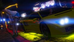 1male 3d 3dcg 3girls absurd_res absurd_resolution absurdres ass beautiful_woman billboard black-haired_female blue_miniskirt bracelet cityscape denim_skirt disinterested emotionless emotionless_female filter filtered game_cg grand_theft_auto grand_theft_auto_online gta_online_male_character gta_prostitute high_quality high_resolution highres jean_skirt leaning_forward los_santos mature_woman miniskirt poppy_mitchell prostitute prostitution rockstar_editor rockstar_games see-through_legwear see-through_stockings short-haired_female short_skirt shoulder_tattoo skirt source_request sports_car stockings teasing tornadoqt uncaring_female uninterested uninterested_female whore