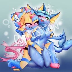 animate_inanimate anthro anthro_on_anthro anthrofied big_breasts big_butt blushcrunch_studio breasts butt crossover dandy's_world dandys_world duo duo_in_panel eeveelution female female/female fish_tail fluffystuf_nsfw furry furry_only generation_1_pokemon genitals hi_res lesbian living_pinata nintendo nude penetration pinata pokemon pokemon_(species) roblox roblox_skin sex strapon tagme thick_thighs urry_female vaginal vaginal_penetration vaporeon yatta_(dandy's_world)