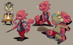 2020 2_penises animal_crossing anthro beaver blonde_hair blue_penis bottomwear bug_net c.j._(animal_crossing) chameleon clothed clothing digital_media_(artwork) duo erection eyes_closed eyewear flick_(animal_crossing) flookz genitals glasses hair hat headgear headwear horn lizard male male/male mammal multi_genitalia multi_penis multiple_images nintendo nose_spike open_mouth pants penis red_body red_bottomwear red_clothing red_pants reptile rodent romantic romantic_couple scalie sharp_teeth simple_background solo teeth topwear vest