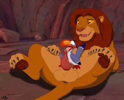 2boys avian bird disney feline feral gay lion male male_only mammal mcfan simba the_lion_king yaoi zazu