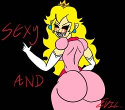 1girls atompunk456 big_ass big_breasts black_background black_eyes blonde_hair creepy creepy_smile creepypasta crown demon demon_girl entity gloves long_blonde_hair long_hair looking_at_viewer looking_back mario_(series) nightmare_fuel nightmare_waifu peach.exe pink_dress princess princess_peach red_pupils royalty smile smiling smiling_at_viewer smirk smirking_at_viewer super_horror_peach_(peach.exe)