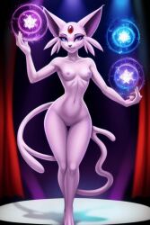 ai_generated anthro cute espeon furry magic naked pokemon pokemon_(species) sexy.ai small_breasts wide wide_hips