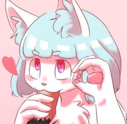 blue_hair feline fellatio furry oral penis pubic_hair red_eyes sasamino short_hair