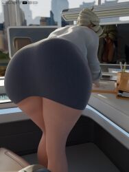 1girls 3d absurdres ass bent_over big_ass blender female female_only highres hip_dips huge_ass justb3d mercy overwatch solo