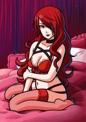 atlus breasts female female_only looking_at_viewer mitsuru_kirijo persona persona_3 red_eyes red_hair sexy_sega solo