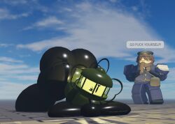 1boy 1girls 3d blue_clothing duffle_bag female goofylookin handlebars jack-o_pose lant_(goofy_lookin) lantern large large_ass looking_at_viewer male roblox source_request winking_at_viewer