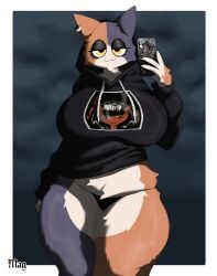 big_ass big_breasts black_hoodie cat_girl chubby chubby_female fortnite hoodie hoodie_only iphone magthender meow_skulls_(fortnite) night phone piercing taking_picture thick_thighs thong warm yellow_eyes