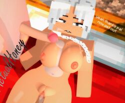 ass big_ass blush cum_in_pussy cum_inside female_only freckles honey_(tah) laying_down looking_back minecraft nude_female on_bed pussy shiny_skin showing_pussy theactualhoney white_hair