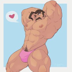 1boy abs bara biceps bulge fares0teb male male_only manly mature_male moustache mr._saguaro muscular muscular_male nintendo pecs pokemon pokemon_sv thong underwear