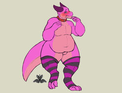 2016 anthro blush clothing collar embarrassed female flat_chested kobold legwear magpiehyena overweight reptile scalie slightly_chubby spaffy stockings