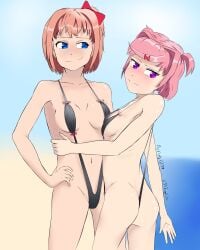 2024 2girls 5_fingers artist_name artlab blue_eyes breasts butt dated doki_doki_literature_club female female_only human looking_away multiple_girls natsuki_(doki_doki_literature_club) navel pink_eyes pink_hair sayori_(doki_doki_literature_club) sideboob strawberry_blonde_hair thedarkartlab_(artist) twitter_username