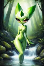 ai_generated celebi cute naked pokemon pokemon_(species) sexy.ai small_breasts wide_hips