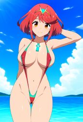 ai_generated alternate_costume breasts female female_only nai_diffusion nintendo pyra ryu_ai sling_bikini solo stable_diffusion swimsuit xenoblade_(series) xenoblade_chronicles_2