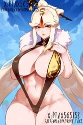 ai_generated big_ass big_breasts bikini genshin_impact mature_female ningguang_(genshin_impact) patreon_username print_tax5 thiccwithaq_(ai_style) twitter_username voluptuous voluptuous_female white_hair