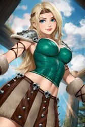 1girls abs ai_generated astrid_hofferson big_breasts blonde blonde_female blonde_hair blonde_hair_female blue_eyes blush clothed clothing color dreamworks female female_focus female_only fit_female hi_res how_to_train_your_dragon large_breasts light-skinned_female light_skin long_hair looking_at_viewer neoartcore solo solo_female tagme thick_thighs viking viking_female woman