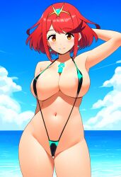 ai_generated alternate_costume breasts female female_only nai_diffusion nintendo pyra ryu_ai sling_bikini solo stable_diffusion swimsuit xenoblade_(series) xenoblade_chronicles_2