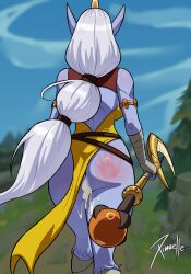 ass back_view cum cum_in_ass cum_in_pussy cum_inside elf_ears league_of_legends league_of_legends:_wild_rift legs soraka spank_marks spanking_ass thick thick_ass thick_thighs thighs white_hair xinaelle