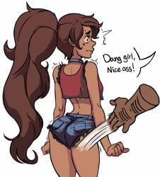 ass big_ass big_butt brown_skin butt_slap compliment crop_top crossdressing denim_shorts disney disney_channel embarrassed femboy feminine_male latino_male marco_diaz molestation polyle ponytail princess_marco short_shorts spanking star_vs_the_forces_of_evil surprised