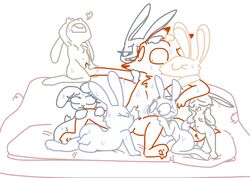 1boy 7girls canine casual disney fellatio female fingering flat_chest fox fur furry furry_only lagomorph larger_male male mammal monochrome multiple_girls naked nick_wilde nude oral orgy rabbit reverse_gangbang rough_sketch sex size_difference sketch smaller_female sweat tail the_weaver zootopia