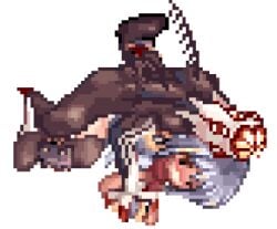 animated blue_hair defeated defeated_heroine female monster monster_rape ninja ninja_(ragnarok_online) pixel_art ragnarok_online vaginal_penetration