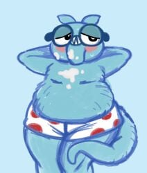 anteater anthro blush boxers_(clothing) chubby chubby_male cum cum_on_chest cum_on_nose duodenumexam glasses happy_tree_friends nerd nerdy_male sniffles_(htf) tagme