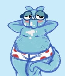 anteater anthro blush boxers_(clothing) chubby chubby_male cum cum_on_chest cum_on_nose duodenumexam glasses happy_tree_friends male_only nerd nerdy_male sniffles_(htf) tagme