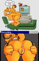 absurd_res ass big_breasts breasts computer electronics empskit exhibitionism female flashing garfield_(series) garfield_the_cat genitals hanging_breasts hi_res huge_breasts paramount_pictures paws,_inc. presenting pussy rule_63 spread_butt spreading