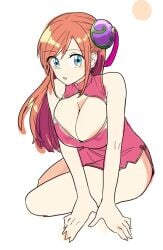 aged_up big_breasts blue_eyes bun_cover china_dress chinese_clothes cleavage cleavage_cutout colored_sketch female female_only gintama hair_ornament kagura_(gintama) long_hair looking_at_viewer minidress orange_hair solo