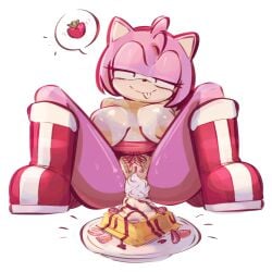 1girls 2d :p amy_rose anthro big_breasts boots censored censored_nipples censored_pussy convenient_censoring cream edalv female female_only food fruit furry hairy_pussy hedgehog hedgehog_girl hedgehog_humanoid ihop looking_at_viewer maple_syrup mobian_(species) pink_body pink_fur pink_nipples pubic_hair pussy sega simple_background sonic_(series) sonic_cd sonic_the_hedgehog_(series) strawberry vagina waffles white_background
