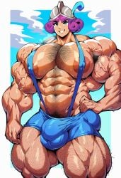 1boy abs ai_generated ambush_(trap) armpit_hair bulge chest_hair clash_royale extreme_muscles genderswap_(ftm) hairy_armpits hairy_arms hairy_chest male male_only muscular muscular_male musketeer_(clash_royale) rule_63 sewoh solo