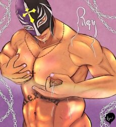 bara hyzali male_lactation male_only male_penetrating mask milk milk_squirt muscular muscular_male no_visible_genitalia rey_mysterio suggestive suggestive_look wrestler wrestling wwe