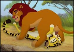 animal_genitalia animated balls cheetah disney duo erection felid feline female feral fuli fur genitals kaion lion male male/female mammal markings oral pantherine penis simba_(the_lion_king) spots spotted_body spotted_fur the_lion_guard the_lion_king