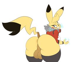 1futa anthro ass backsack balls bikerchu bottomless cosplay_pikachu from_behind futa_only futa_sans_pussy futanari huge_ass intersex leggings nintendo penis pikachu pokemon presenting stockings wide_hips xingscourge