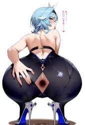1girls ai_generated anal_access ass backsack big_ass blue_hair eula_(genshin_impact) female female_only from_behind gaping gaping_anus genshin_impact high_heels huge_ass leotard looking_at_viewer presenting presenting_anus presenting_hindquarters rear_view solo squatting stable_diffusion tongue tongue_out wide_hips