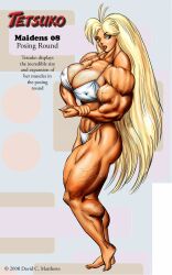 abs ass biceps big_breasts big_muscles bikini blonde_hair breasts dcmatthews female green_eyes hair huge_breasts large_breasts large_muscles long_hair muscles muscular_arms muscular_female muscular_legs muscular_thighs pecs tetsuko