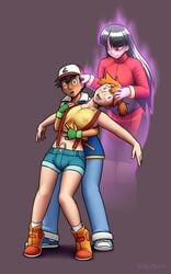 1boy 1futa 1girls ash_ketchum black_eyes black_hair blue_eyes blush brain_injection breasts bulge drool empty_eyes erect_nipples erection erection_under_clothes female femdom floating frown futa_with_male futanari futasub green_hair happy_trance hat headgear human_only hypnosis hypnotized kasumi_(pokemon) long_hair magic male male_with_female malesub mind_control nintendo nipple_bulge nipples no_bra panty_bulge peeking_out penis penis_in_panties penis_out penis_under_clothes pokemon possession sabrina_(pokemon) satoshi_(pokemon) sleepymaid small_breasts teeth testicles testicles_in_panties