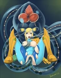 1girls anal_egg_implantation anal_oviposition arm_cannon armor ass big_belly blonde_hair blue_eyes breasts clothes egg egg_implantation egg_laying eggs empty_eyes expressionless female female_only femsub hair human impregnation interspecies metroid metroid_(creature) metroid_prime metroid_prime_(character) mind_control nintendo nipples open_mouth oviposition parasitic_possession pauldron samus_aran spread_legs sweat tentacle_sex torn_bodysuit torn_clothes vaginal_egg_implantation vaginal_oviposition varia_suit wet yasosume zero_suit zero_suit_samus