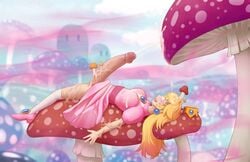 1futa clothes crown cum cum_on_clothes cum_on_hair cumdrip ejaculation erection female femsub futa_only futanari futasub hair happy_trance high_heels intersex intersex_only long_hair lying lying_down mario_(series) mind_control mushroom nintendo on_back open_mouth outdoors parasite penis princess_peach sleepymaid solo super_mario_bros. vein veiny_penis