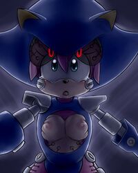 2015 amy_rose assimilation black_nose blue_eyes bluechika blush breast_squeeze breasts crying cybernetics cyborg female furry fusion hedgehog male maledom mammal metal_sonic nipples open_mouth red_eyes reupload robot robot_girl robotization sega sonic_(series) tears