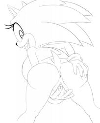 anus ass boo_(sonic) female female_only fingering ghost ghost_control happy_trance hedgehog looking_back masturbation mind_control monochrome possession presenting pussy pussy_juice rule_63 sega smile sonic_(series)