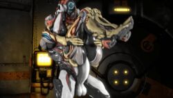 1boy 1girls 3d anal animated bodysuit excalibur_(warframe) female hair huge_cock ivara_(warframe) long_penis male penis standing unusualsfmplace warframe