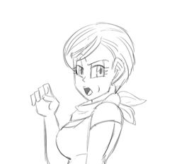 1girls air_fellatio animated animated_gif black_and_white bulma_briefs dragon_ball dragon_ball_super drawn fellatio_gesture funsexydragonball gif milf scarf sexually_suggestive tagme