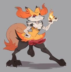 1boy black_fur braixen canine canine_genitalia canine_penis looking_at_viewer male male_focus male_only pokemon pokemon_(species) red_fur sherlunsfw solo solo_focus solo_male three_tone_fur white_fur yellow_fur