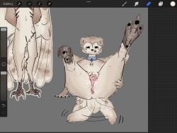4:3 andromorph anthro avian avian_feet bird bodily_fluids canid canine collar cum cum_in_ass cum_in_vagina cum_inside genital_fluids genitals hi_res hybrid intersex licking licking_lips mammal mastectomy_scar noxshark owl pubes scar solo tail tail_motion tailwag tongue tongue_out trans_(lore) vaginal_fluids vulva
