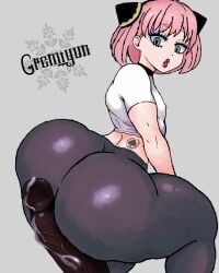 1boy 1girls anya_forger assjob big_ass buttjob cuckold cum female gremiyun huge_ass interracial male ntr penis pink_hair qos qos_tattoo queen_of_spades spade_tattoo spy_x_family