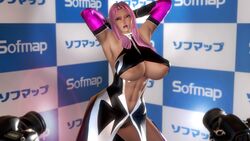 3d breasts camera female ham_(artist) huge_breasts ingrid_(taimanin_asagi) long_hair pink_hair pixiv_sample pose sofmap_wall taimanin_asagi