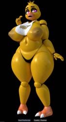 3d 3d_(artwork) 3d_model animatronic animatronic_female avian big_breasts chica_(fnaf) child_bearing_hips classic_chica_(fnaf) cute five_nights_at_freddy's large_breasts looking_away lustful_gaze mishuyuu pink_eyes posing robot standing text thick_ass thick_hips thick_thighs thong voluptuous voluptuous_female wide_hips