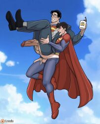 2boys anal boots cape clark_kent coffee coffee_mug creedo dc dc_comics duo duo_focus family father_and_son flying flying_sex gay glasses incest jon-el jonathan_kent kal-el large_penis lifting male male_focus male_only muscular muscular_male size_difference smaller_dom_larger_sub superboy superboy_(jonathan_kent) superman superman_(clark_kent) superman_(jonathan_kent) superman_(series) torn_clothes