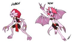 big_hands demon drunken_tales imp incubus lord_sarloc luben_(drunken_tales) pink_hair purple_fur red_hair small_breasts succubus tail wings xeni_(drunken_tales)